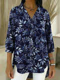 Damen Vintage Jeanshemd mit Blumenmuster und Rüschen RSDS2960