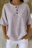 Damen Vintage Kariertes Muster Kunst-Druck Freizeit Waffel-Baumwollhemd RSHW3303