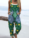 Women’s Peacock Motif Casual Jumpsuit RSJT518