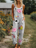 Damen Dreamwave Jumpsuit mit Herzmuster und lässigen Taschen RSJT443
