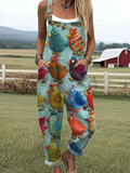 Damen Dreamwave Jumpsuit mit Herzmuster und lässigen Taschen RSJT443