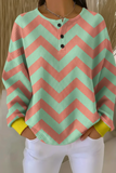 Damen Waffel-Sweatshirt mit Farbverlauf und Kunstdruck RSWF1205