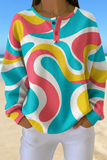 Damen Sweatshirt mit Farbverlauf und Waffelmuster RSWF1218