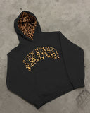 Unisex Cozy Leopard Hooded Sweatshirt - Black