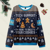 Tech Support Computer Programmer Blue Ugly Christmas Sweatshirt