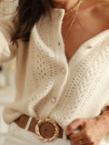 Women's Lace Trim Mohair V Neck Pullover Sweater Long Sleeve Knit for Autumn Winter