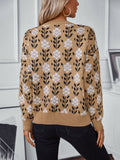 Women's Floral Crewneck Knit Sweater Long Sleeve Pullover for Autumn Winter