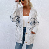 Women's Christmas Snowflake Cardigan Pullover Sweater for Autumn Winter