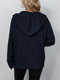 Women's Casual V Neck Button Down Hooded Cardigan Knit Sweater Coat for Autumn Winter