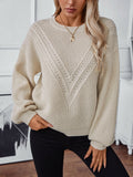 Women's Long Sleeve Oversized Striped Color Block Knit Pullover Sweater with Pocket for Autumn Winter