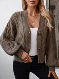 Women's Knit Cable Cardigan Sweater Long Sleeve Loose Button Down for Autumn Winter