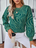 Women's Knitted Striped Crewneck Sweater Pullover Long Sleeve Casual Sweater for Autumn Winter
