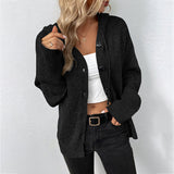 Women's Casual V Neck Button Down Hooded Cardigan Knit Sweater Coat for Autumn Winter