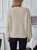 Women's Long Sleeve Oversized Striped Color Block Knit Pullover Sweater with Pocket for Autumn Winter